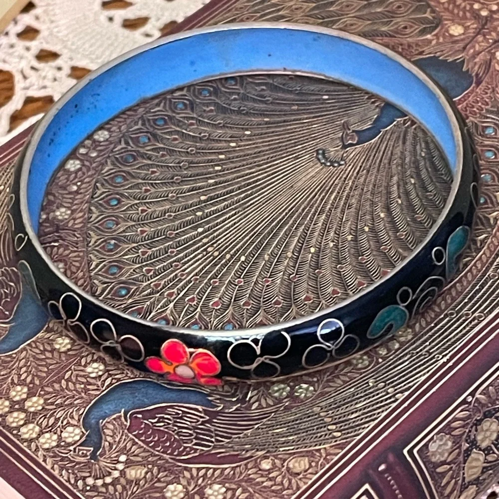 Vintage Cloisonné Enamelware Bracelet 9”